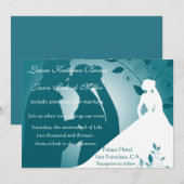Bride en Groom Silhouette Wedding Invitation Kaart (Voorkant / Achterkant)