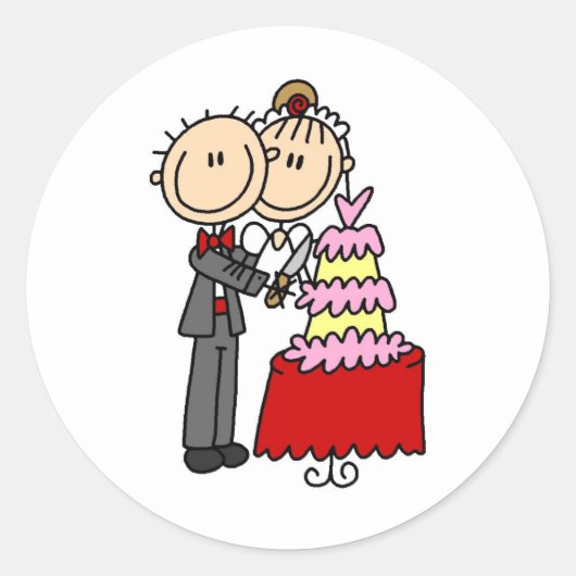 Bride en Groom Snijden de T-shirts en geschenken v Ronde Sticker (Voorkant)