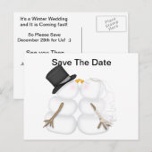 BRIDE EN GROOM Snowman Aankondigingskaart (Voorkant / Achterkant)