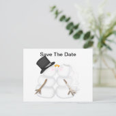 BRIDE EN GROOM Snowman Aankondigingskaart (Staand voorkant)