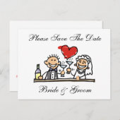 Bride en Groom sparen de Data Card Aankondigingskaart (Voorkant / Achterkant)