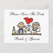 Bride en Groom sparen de Data Card Aankondigingskaart (Voorkant)