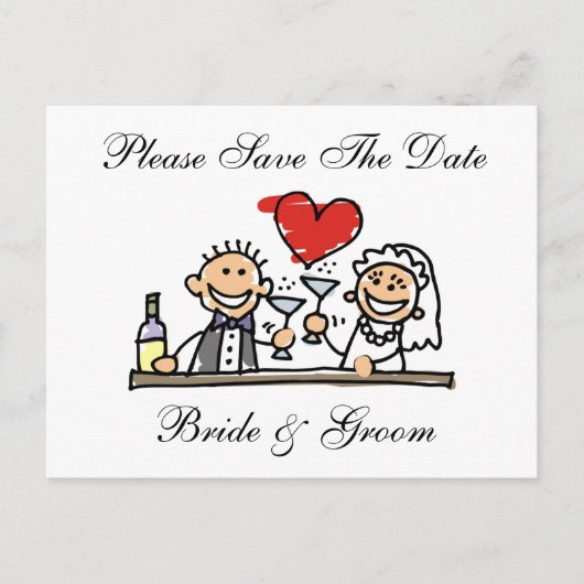Bride en Groom sparen de Data Card Aankondigingskaart (Voorkant)