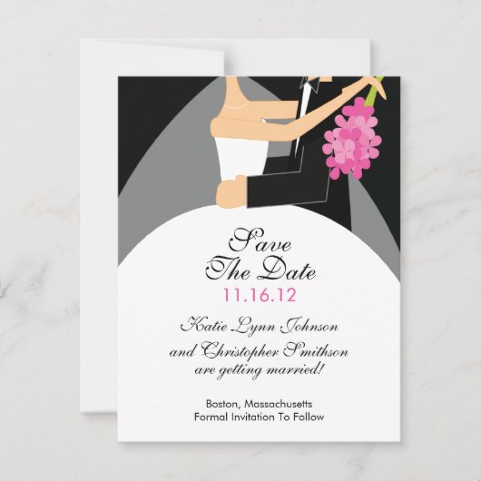 Bride en Groom sparen de Datum Mededelingen van de Save The Date (Voorkant)