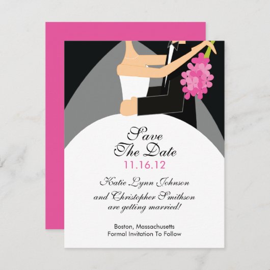 Bride en Groom sparen de Datum Mededelingen van de Save The Date (Voorkant / Achterkant)