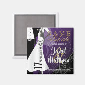 Bride en Groom - sparen de Datum - Paars Magneet (Voorkant / Achterkant)