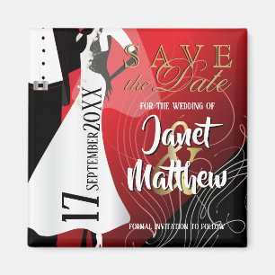 Bride en Groom - sparen de Datum - Rood Magneet
