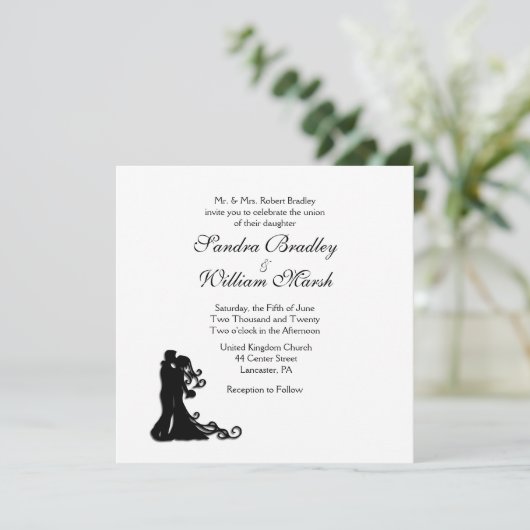 Bride en Groom Traditional White Kaart (Staand voorkant)