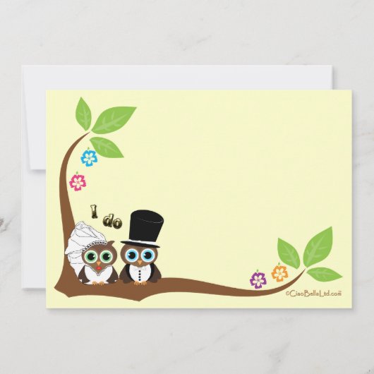 Bride en Groom Tree Owls Wedding Shower Kaart (Achterkant)