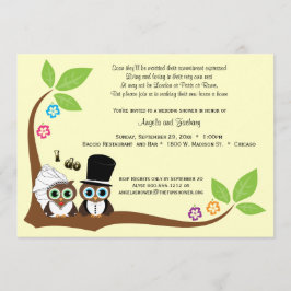 Bride en Groom Tree Owls Wedding Shower Kaart