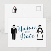 Bride en Groom Unsave the Date Aankondigingskaart (Voorkant / Achterkant)