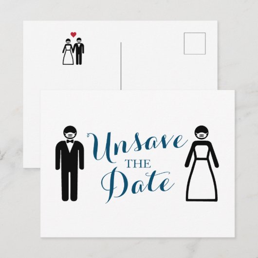 Bride en Groom Unsave the Date Aankondigingskaart (Voorkant / Achterkant)