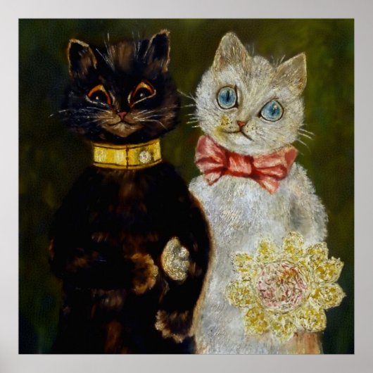 Bride en Groom van Louis Wain Poster (Voorkant)