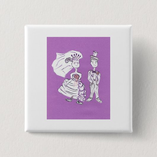 Bride en Groom Vierkante Button 5,1 Cm (Voorkant)