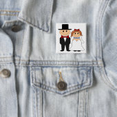 BRIDE EN GROOM VIERKANTE BUTTON 5,1 CM (In situ)