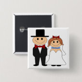 BRIDE EN GROOM VIERKANTE BUTTON 5,1 CM (Voorkant /achterkant)