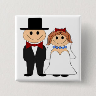 BRIDE EN GROOM VIERKANTE BUTTON 5,1 CM