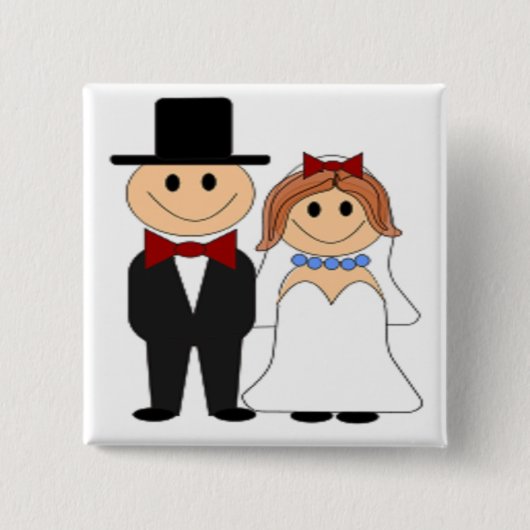 BRIDE EN GROOM VIERKANTE BUTTON 5,1 CM (Voorkant)