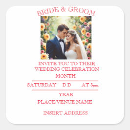 BRIDE EN GROOM VIERKANTE STICKER