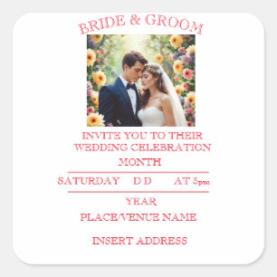 BRIDE EN GROOM VIERKANTE STICKER