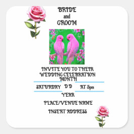 BRIDE EN GROOM VIERKANTE STICKER