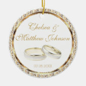 Bride en Groom Wedding Bands Keepslag Keramisch Ornament (Voorkant)