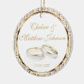 Bride en Groom Wedding Bands Keepslag Keramisch Ornament (Links)