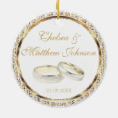 Bride en Groom Wedding Bands Keepslag Keramisch Ornament (Achterkant)