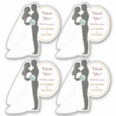 Bride en Groom Wedding Bedankt Contour Sticker (Voorkant)