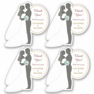 Bride en Groom Wedding Bedankt Contour Sticker