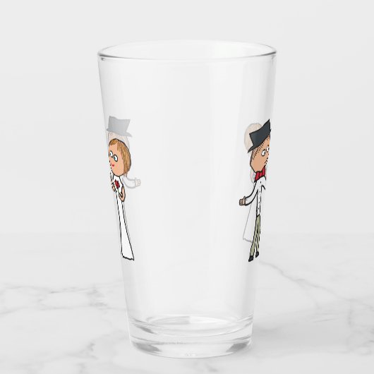 Bride en Groom Wedding Day Glas (Rechts)