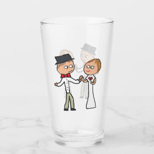 Bride en Groom Wedding Day Glas