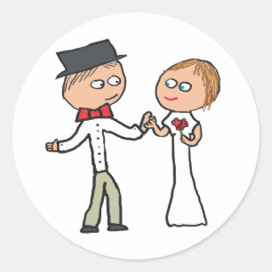 Bride en Groom Wedding Day Ronde Sticker