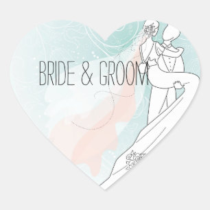 Bride en Groom Wedding Hart Sticker