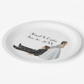 Bride en Groom Wedding Humor op White Papieren Bordje (Gekanteld)