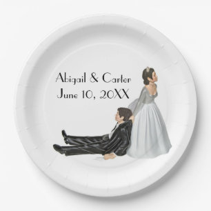Bride en Groom Wedding Humor op White Papieren Bordje