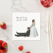 Bride en Groom Wedding Humor op White Servet (Insitu)