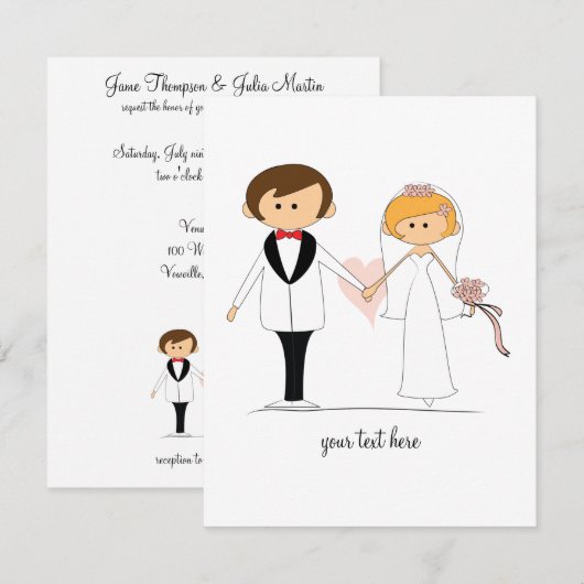 Bride en Groom Wedding Invitations Kaart (Voorkant / Achterkant)