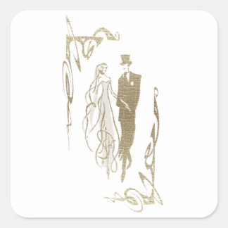 Bride en Groom Wedding & Jubileum Art Gifts Vierkante Sticker