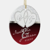Bride en Groom Wedding Keepslag - Donkerrood Keramisch Ornament (Rechts)
