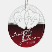Bride en Groom Wedding Keepslag - Donkerrood Keramisch Ornament (Links)