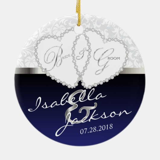 Bride en Groom Wedding Keepslag Keramisch Ornament (Achterkant)