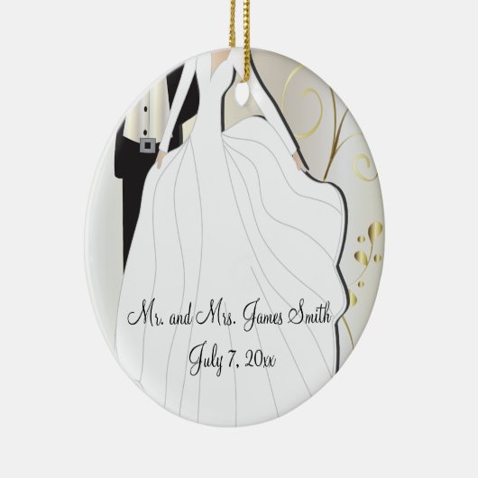 Bride en Groom Wedding Keepslag Keramisch Ornament (Rechts)