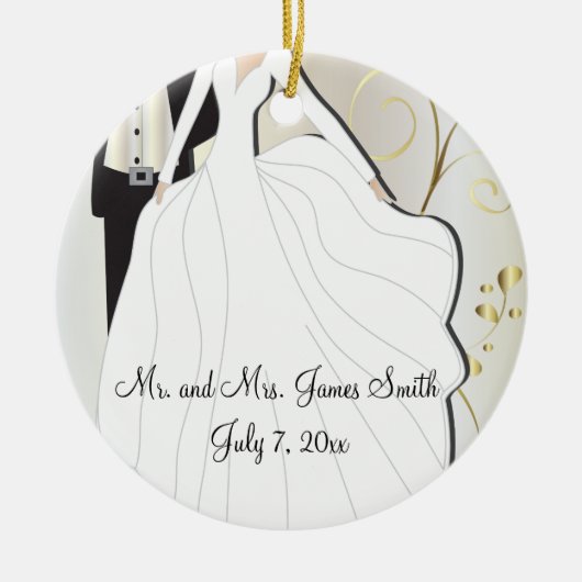 Bride en Groom Wedding Keepslag Keramisch Ornament (Voorkant)