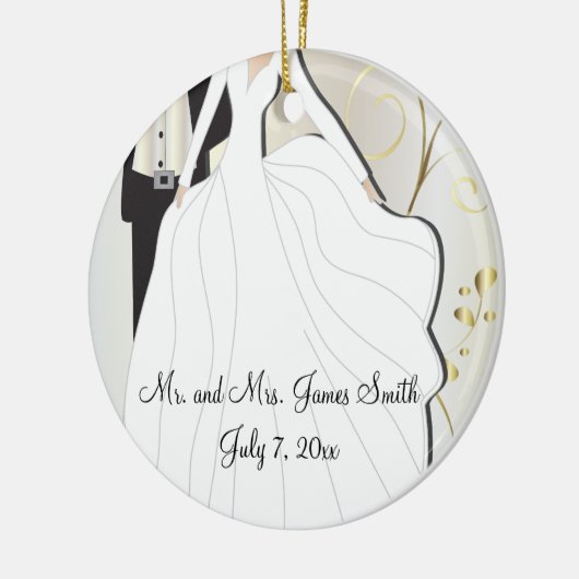 Bride en Groom Wedding Keepslag Keramisch Ornament (Links)