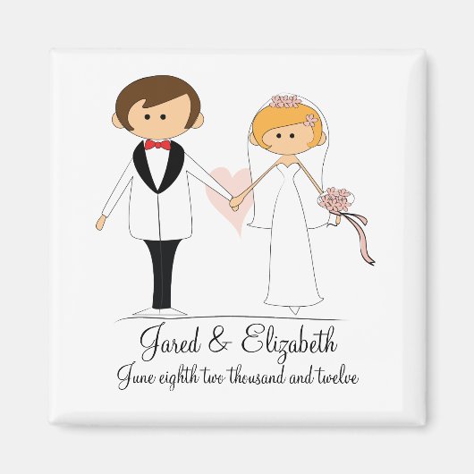 Bride en Groom Wedding Magnet Favors (Voorkant)