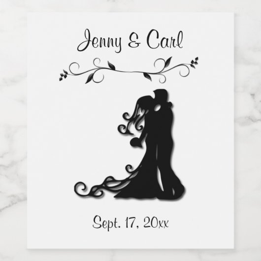 Bride en Groom Wedding Persoonlijk Wit Wijn Etiket (Enkel label)