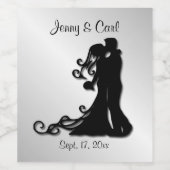 Bride en Groom Wedding Persoonlijk Zilver Wijn Etiket (Enkel label)