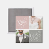 Bride en Groom Wedding Photo Collage Magnet (Voorkant / Achterkant)
