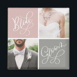 Bride en Groom Wedding Photo Collage Magnet<br><div class="desc">Leg uw speciale momenten vast en laat ze zien met deze aanpasbare trouwmagneet. Voeg je favoriete afbeeldingen van je trouwdag toe aan deze tweetalige bruid en groomcollage. Andere kleuren zijn beschikbaar.</div>